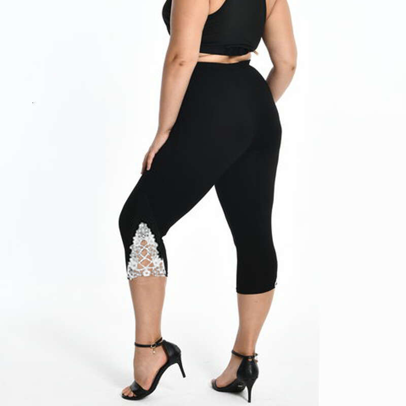Xs-7Xl Leggings For Women Summer Lace Hollow Trim White Pink Navy Red 6Xl 5Xl 4Xl Xxxl XS Custom Capri Crop Tight Legins White