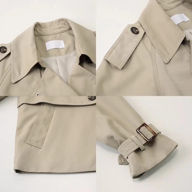 Fashionable and warm short trench coat commuting aesthetic loose womens coat womens double-layer coat autumn clothing 240929