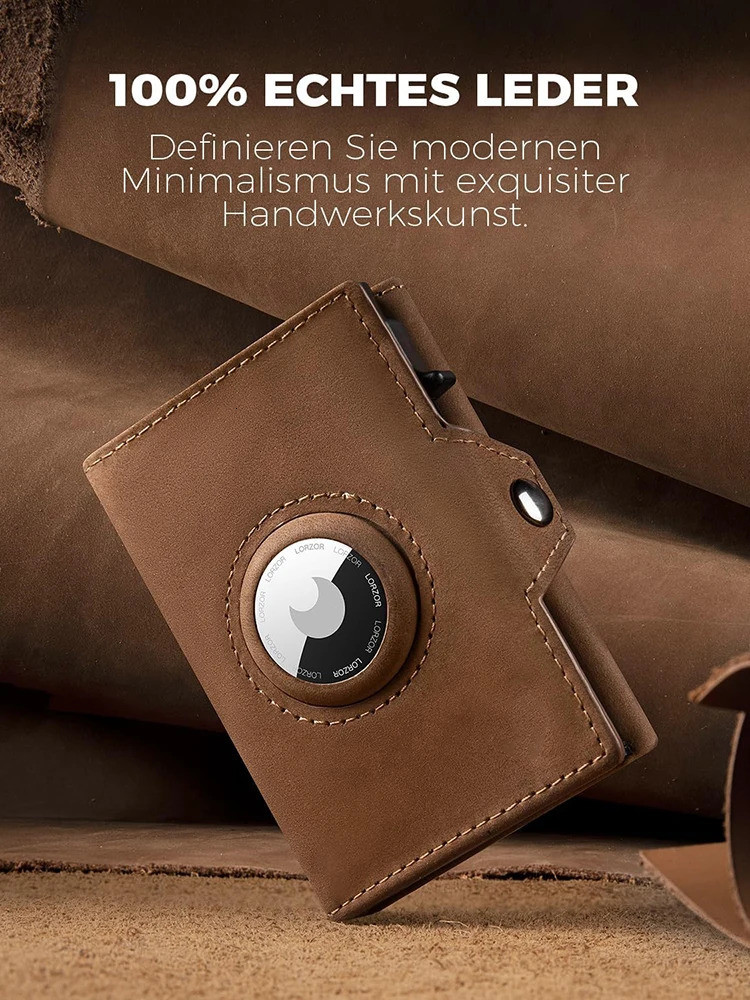 Genuine Leather with Coin Pocket Airtag New RFID Blocker Wallet for Men 240924