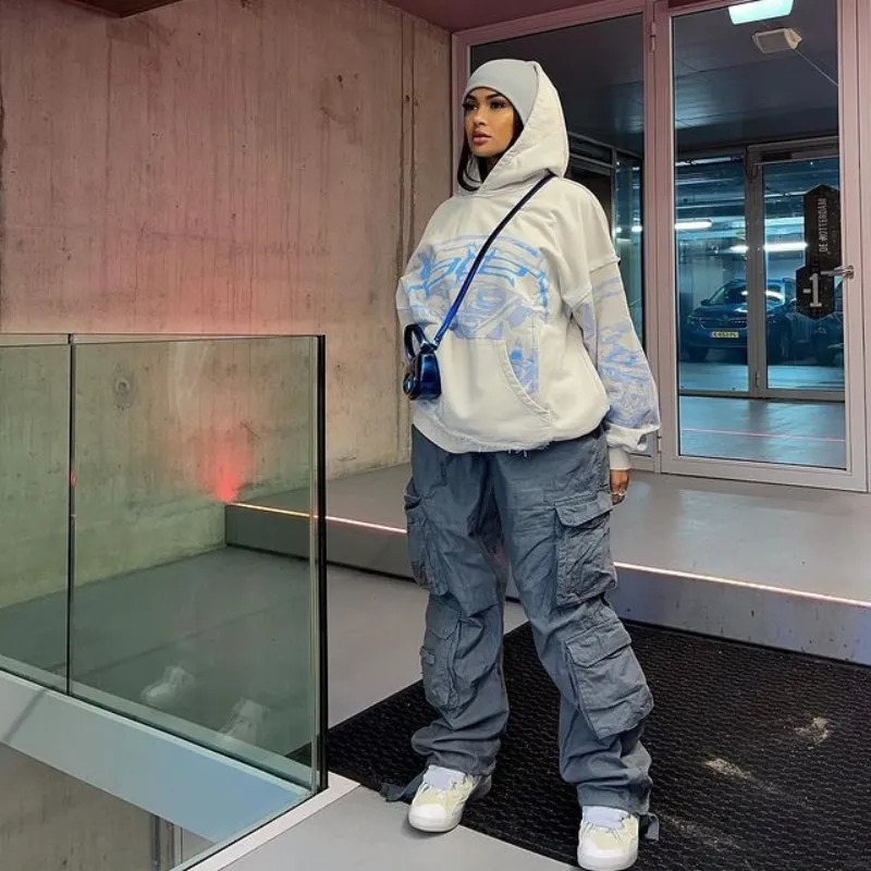 Y2K sports shirt Korean Aesthetic Fairycore long sleeved hooded sweatshirt fashionable street casual zipper mens and womens jacket 240927