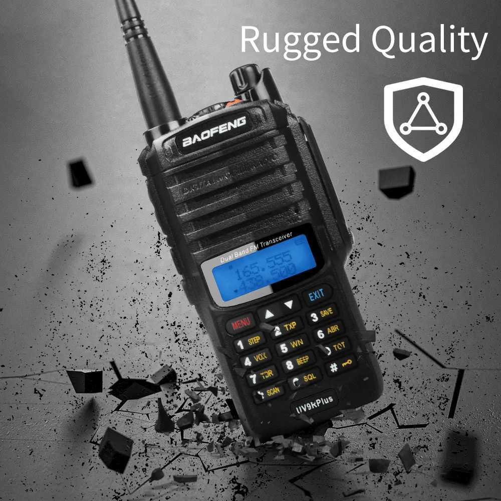 Walkie Talkie Baofeng UV-9RPlus VHF 136-174MHz UHF 400-520MHz IP67 Waterproof 8W 128Ch Flashlight FM Dual Band Walkie Talkie W/4000mAh Battery Q240930