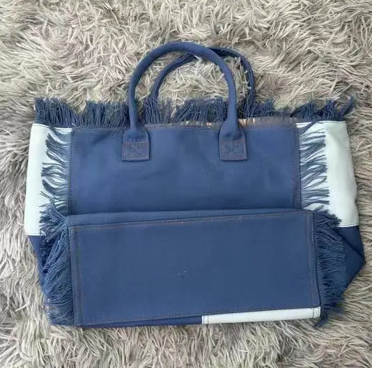canvas large capacity tote bag for women fashion y2k tassel handbags female casual outdoor shopper bags letter print handbag 240926