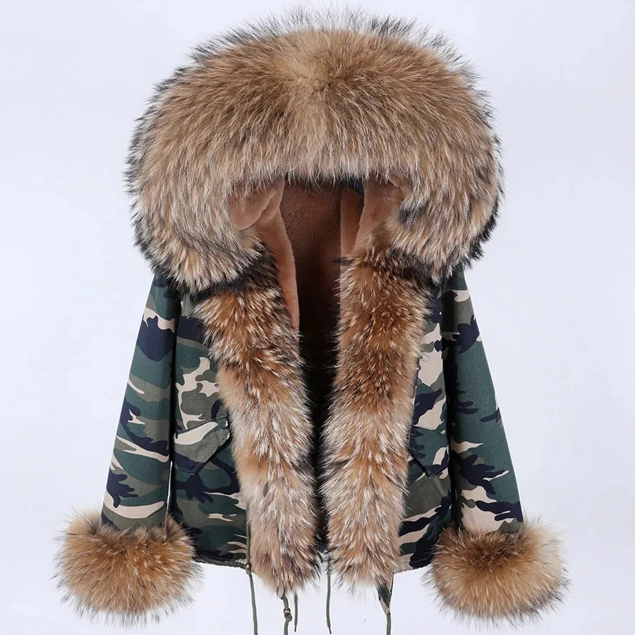 Fashion Winter Jacket Womens Genuine Fur Coat Natural Fox Collar Loose Long Park Detachable 240929