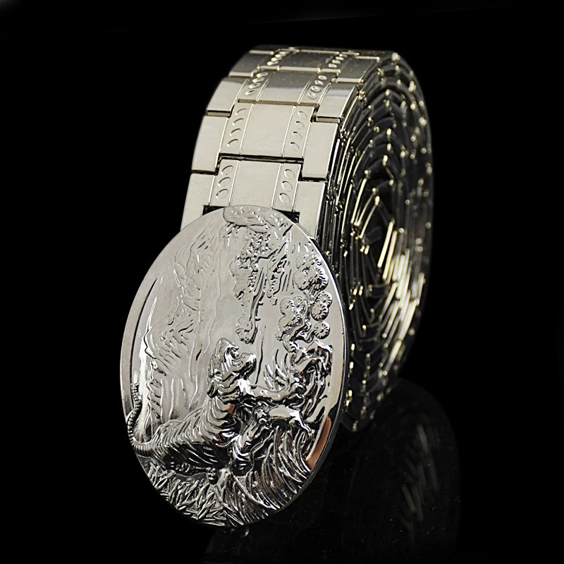 Mens belt Stainless steel belt Metal belt Fugulong Metal belt Chinese Loong belt er 240925