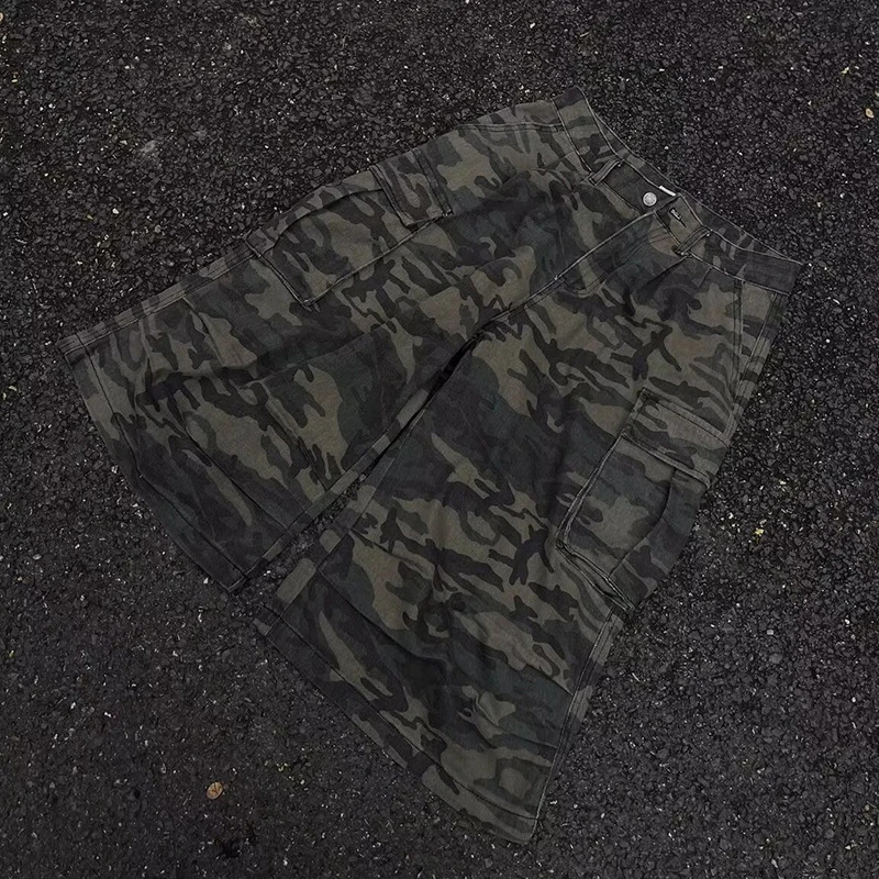 FEWQ camouflage work mens shorts cargo dark pocket casual fashion mens wide leg Trousers 24E1421 240924