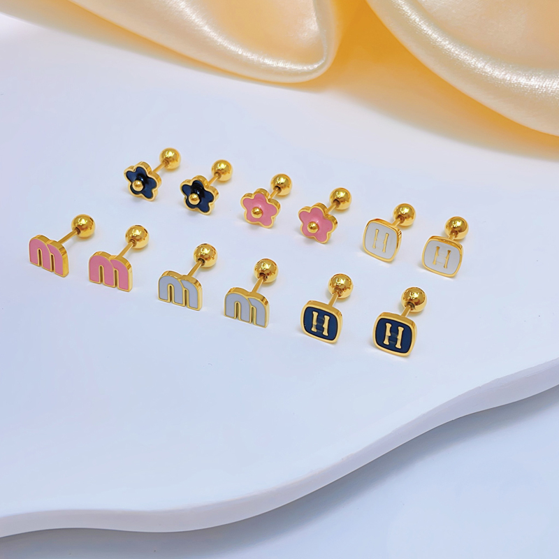 fashion korea style letters designer earrings for women gold classic letter flowers love heart clover earring charm screw earings ear rings jewelry gift