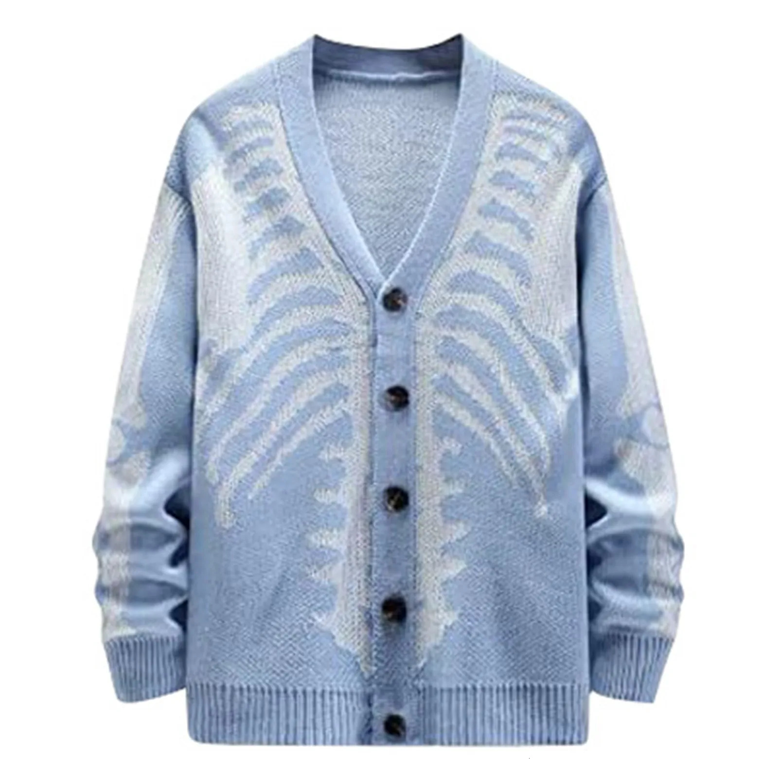 Unisex Knitted Jacquard Pattern Sweaters Spring Autumn Casual Loose Cardigan for Men Women Plus Size Halloween Y2K Cardigans 240921