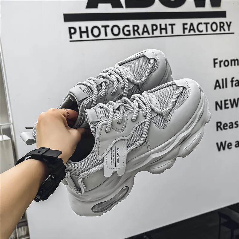 Fashion platform shoes mens outdoor lace casual shoes breathable short and chubby sports shoes mens anti slip coaching sports shoes 240930