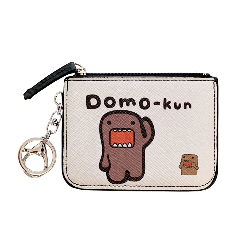 Domo Kun ID Card Holder Case Leather Cute Coin Purse Waller Men Women Bag Keychain Storage 240925