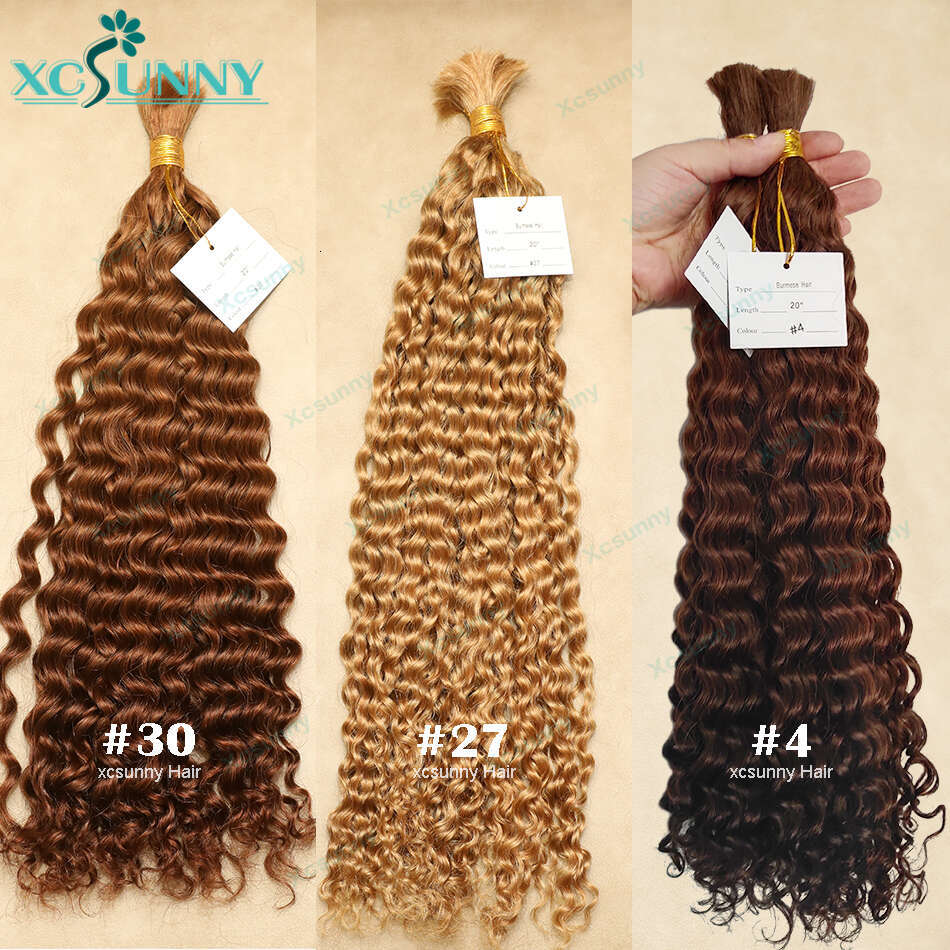 Bulk For Braiding Color 30 Blonde Mix Curly No Weft Double Drawn Wholesale Burmese Boho Braids Human Hair Extensions