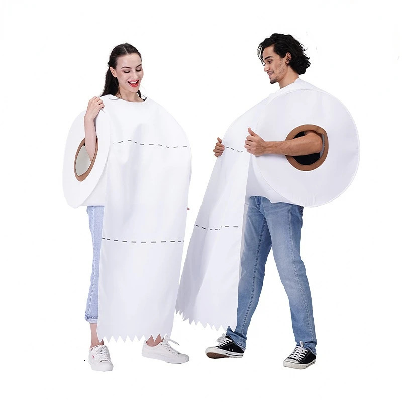 Cosplay Funny Couple Rolling Paper Clothing for Halloween Dress Party Tissue Toilet Paper Clothing Adult Fancy Dress 240930