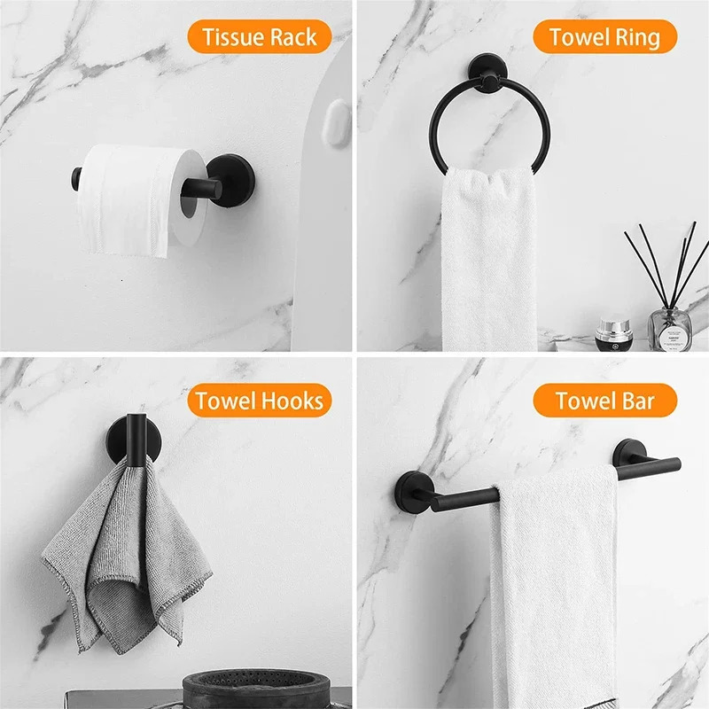 Black and gold bathroom hardware set accessories stainless steel towel rack toilet paper holder hook bathroom shelf organizer set 240929