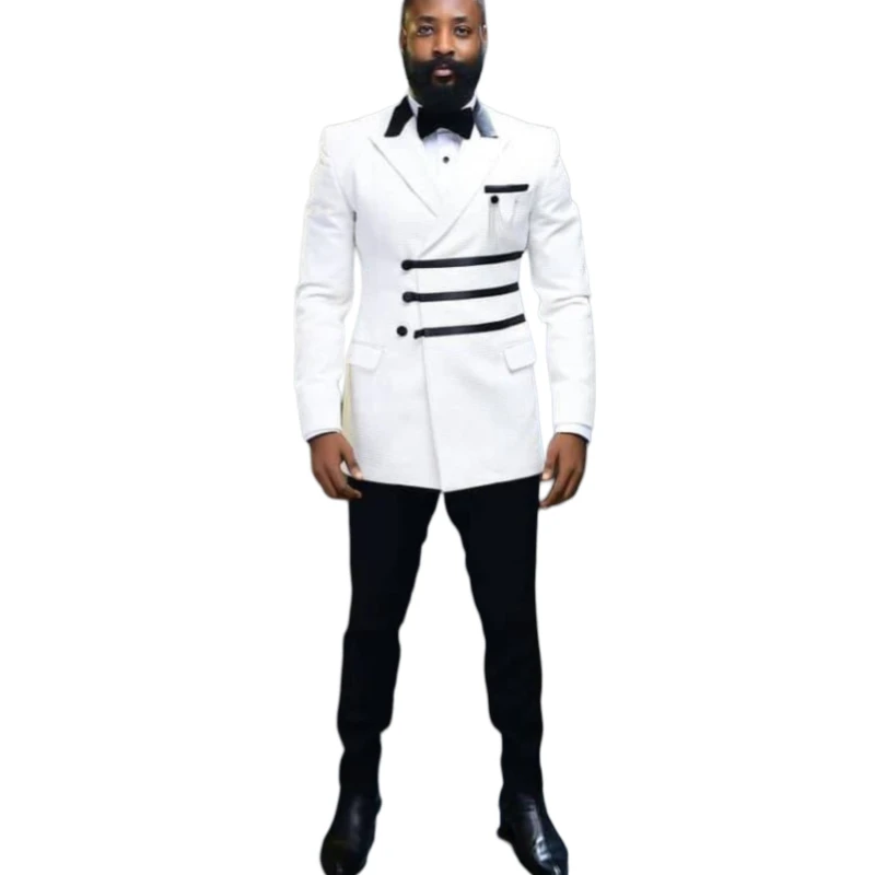 Slim Fit Men Suits for Wedding Double Breasted Groom Tuxedo 2 Pcs Peak Lapel Male Fashion Suit Jacket with Pants Custom Made 2025