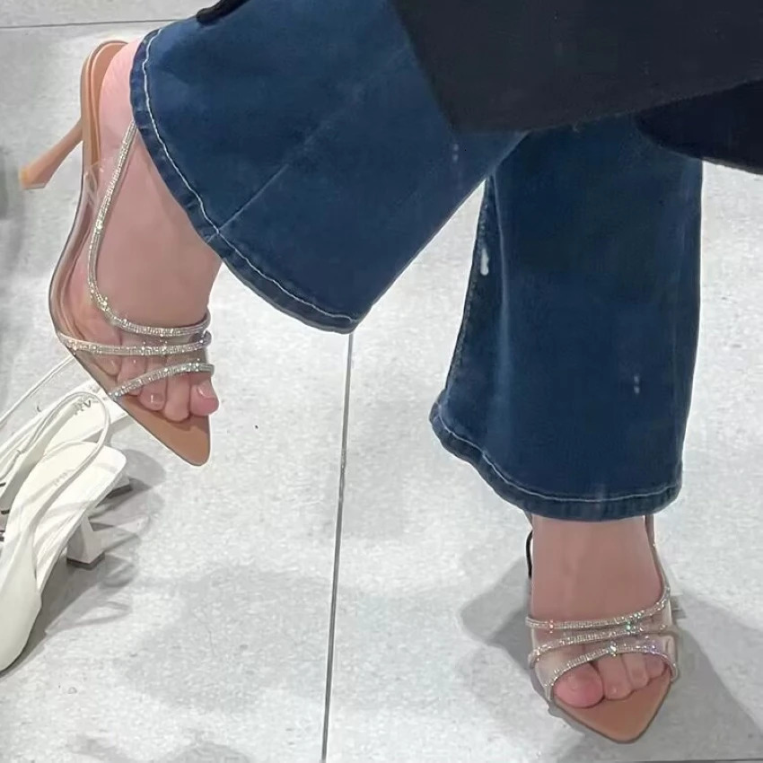 Women's Summer Sexy Rhie High-Heeled PVC Elegant Pointed Toe Sandals