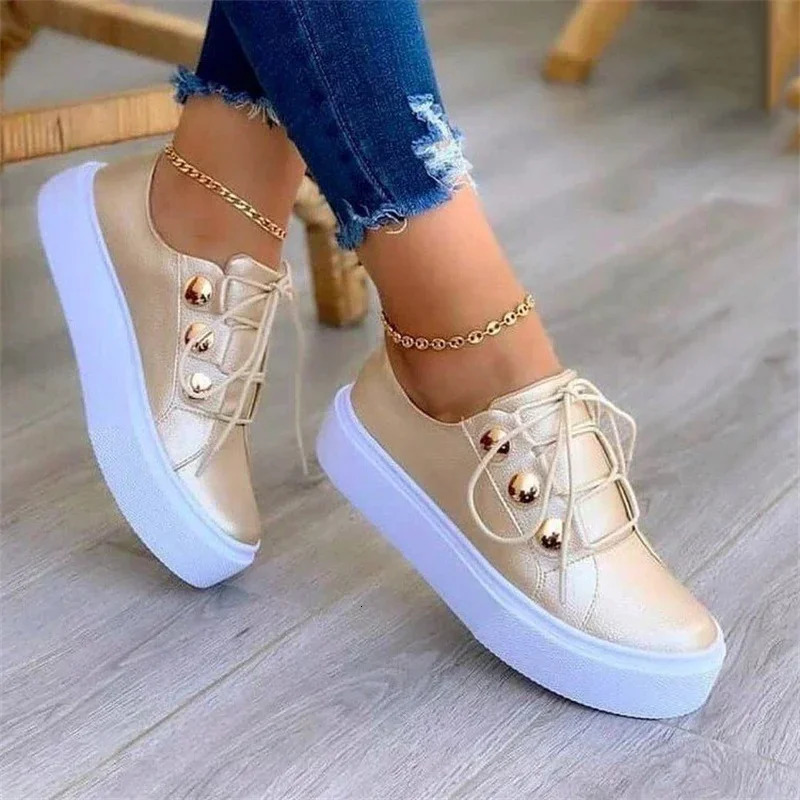 2024 Womens Casual Sports Shoes Womens Fashion Spring Leather PU Sports Shoes Womens Platform Vulcanized Shoes Zapatillas De Mujer 240930
