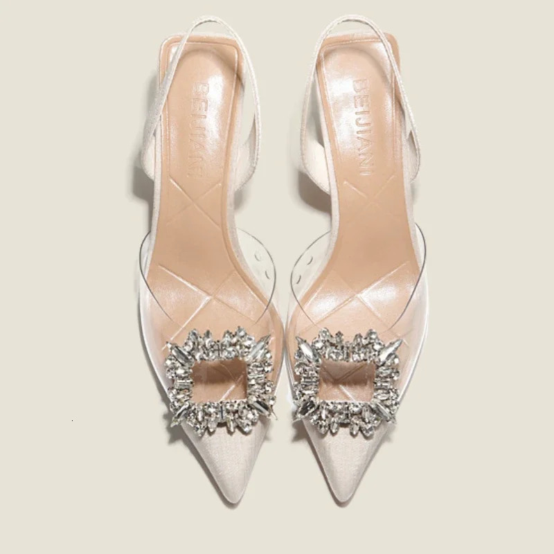 Summer Women Shoes Transparent Slim Heel Toe Sandals Fashion Pointed High Single for atos De Mujer 241019 30b6
