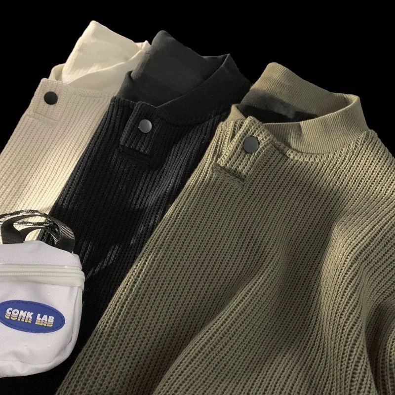 Winter Solid Color Mens Sweater Retro Lazy Style Pulling Flower Knitted Mens Loose Lace Sweater 240930