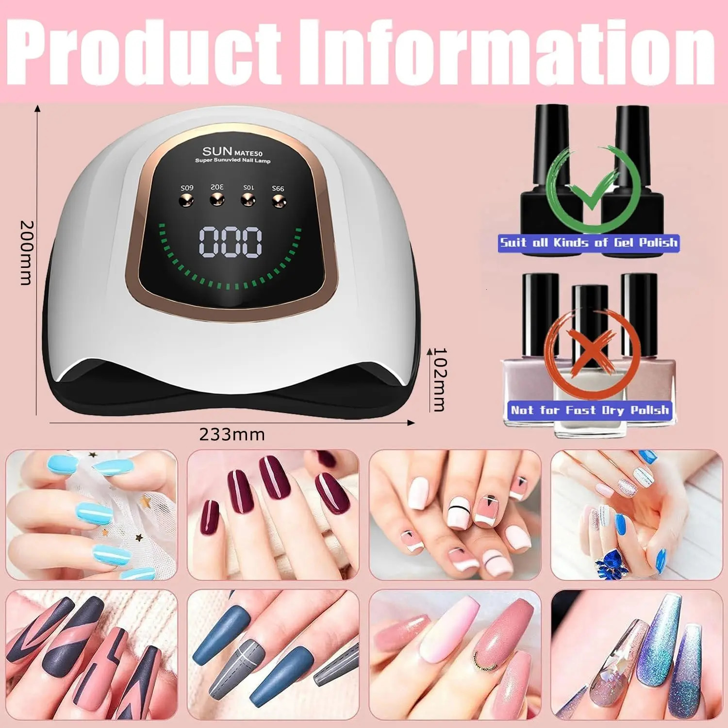 Powerful UV LED Nail Lamp For Manicure Professional Nail Dryer 72 LEDs Gel Polish Drying Lights Motion Sensing Manicure Pedicure 240921