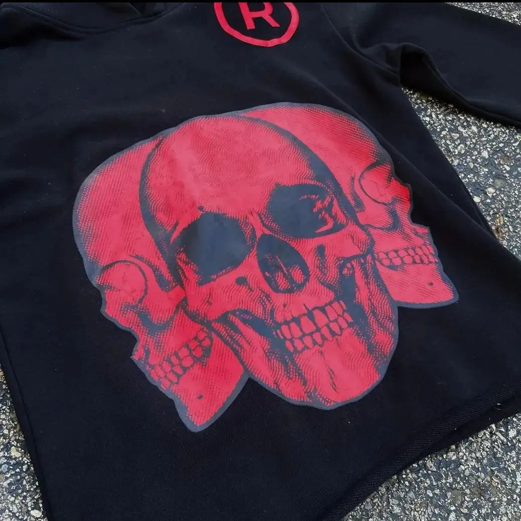 Hiphop Red Letter Print Street Hoodie Womens Graphic y2k Top Super Large Hoodie Couple Harajuku Sweater Gothic Womens Clothing 240930