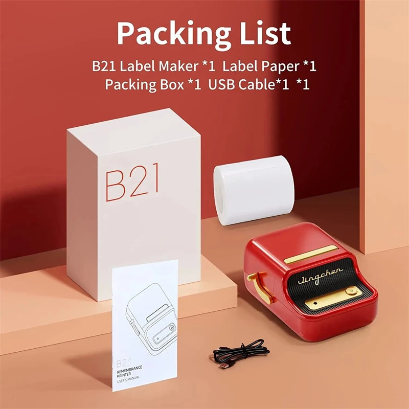 NiiMbot B21 Mini Thermal Printer Wireless Barcode Label Manufacturer Bluetooth Portable Adhesive Label Printer Suitable for Office Commercial 240929