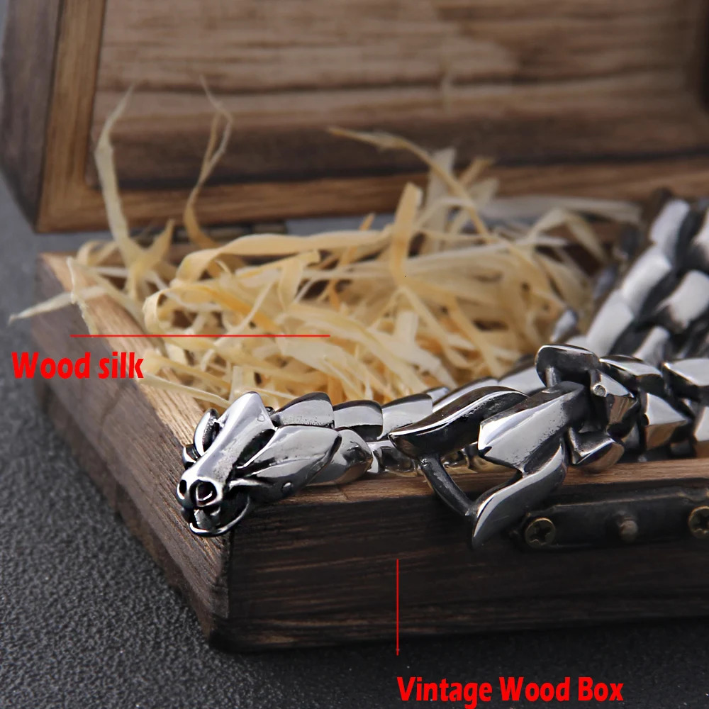 Viking Ouroboros Retro Punk Bracelet Mens Stainless Steel Fashion Jewelry Hip Hop Street Culture 240925CJ