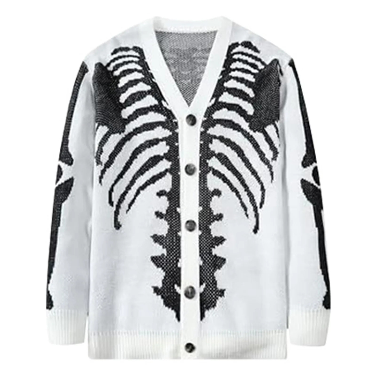 Unisex Knitted Jacquard Pattern Sweaters Spring Autumn Casual Loose Cardigan for Men Women Plus Size Halloween Y2K Cardigans 240921