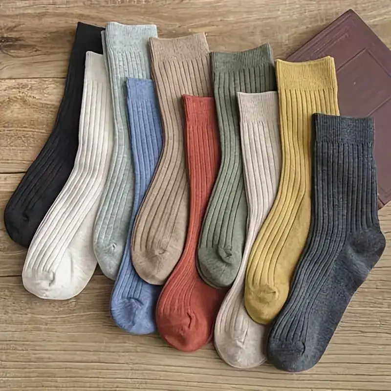 510 pairs of vibrant mixed color striped comfortable crew socks soft breathable classic casual daily wear 240926