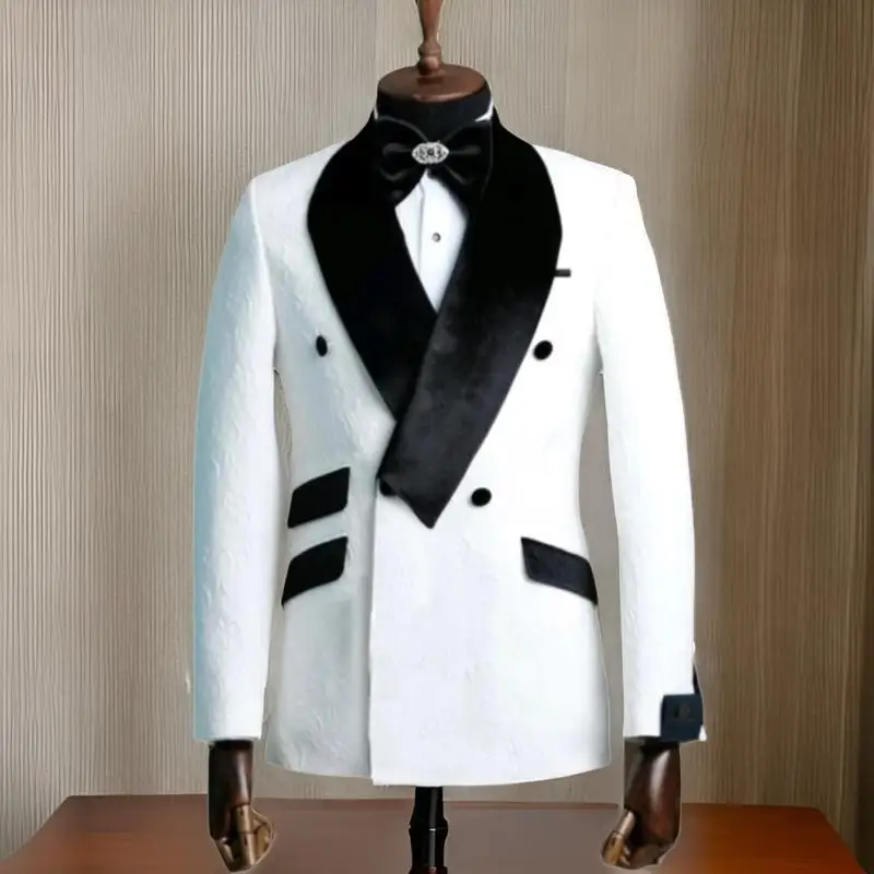 Floral Men Suits for Wedding Shawl Lapel Custom Groom Tuxedo 2 Pieces Male Fashion Double Breasted Jacket with Pants 2025