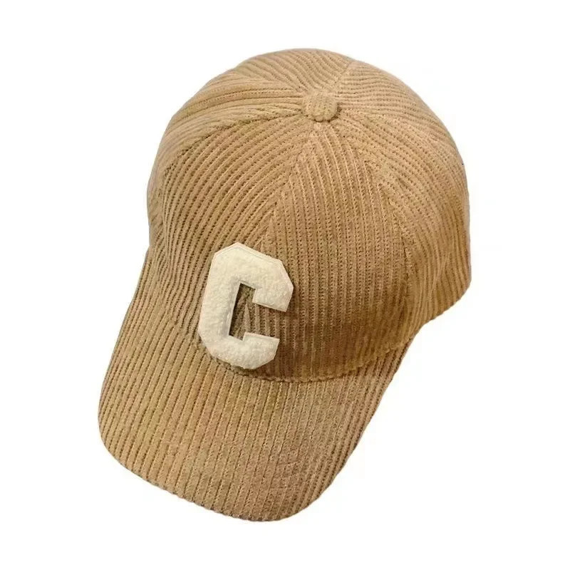 Corduroy Letter C Baseball Cap, Men's Autumn Winter Solid Ponytail Hat, Adjustable Neutral Hip Hop Dad Trucker Hat