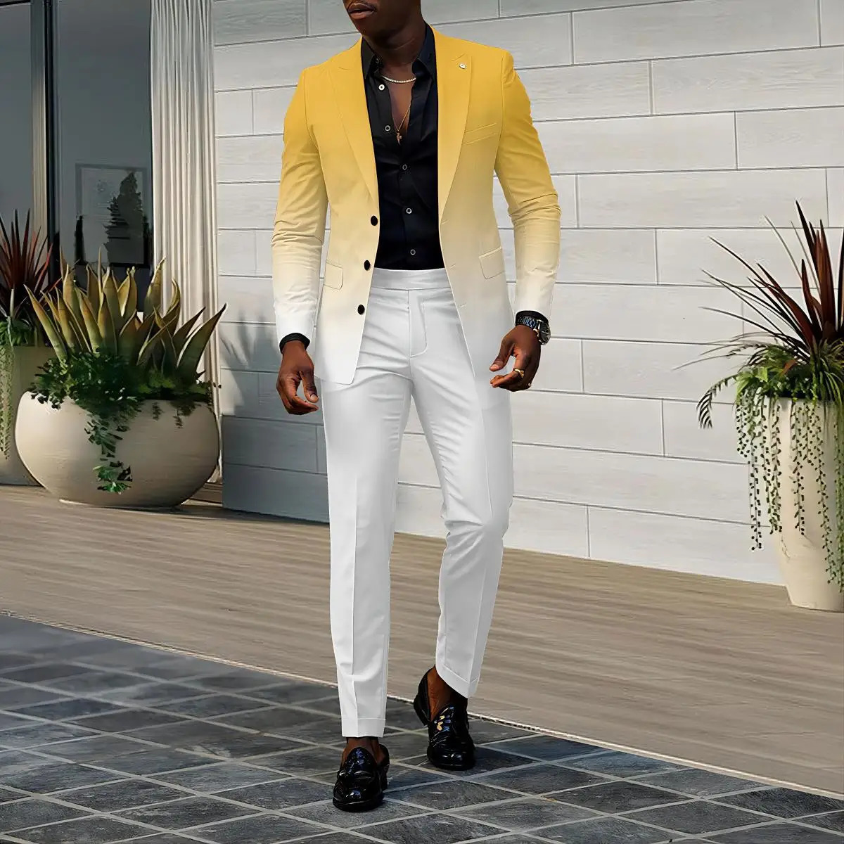 Mens Spring and Autumn British Style Casual Gradient Set Pants Fashionable Clothing 240925