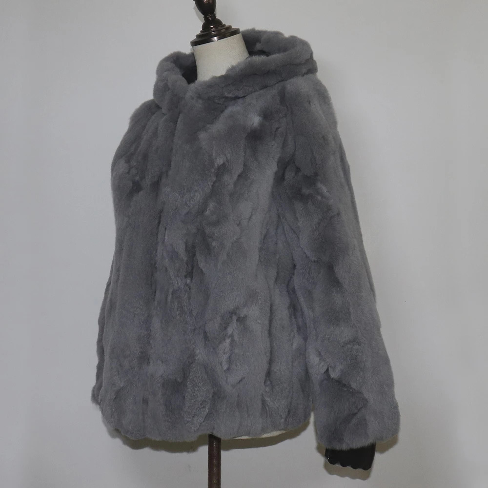 Genuine Rabbit Fur Coat Women Winter Fluffy Thick Natural Real Soft Warm 240929 B3