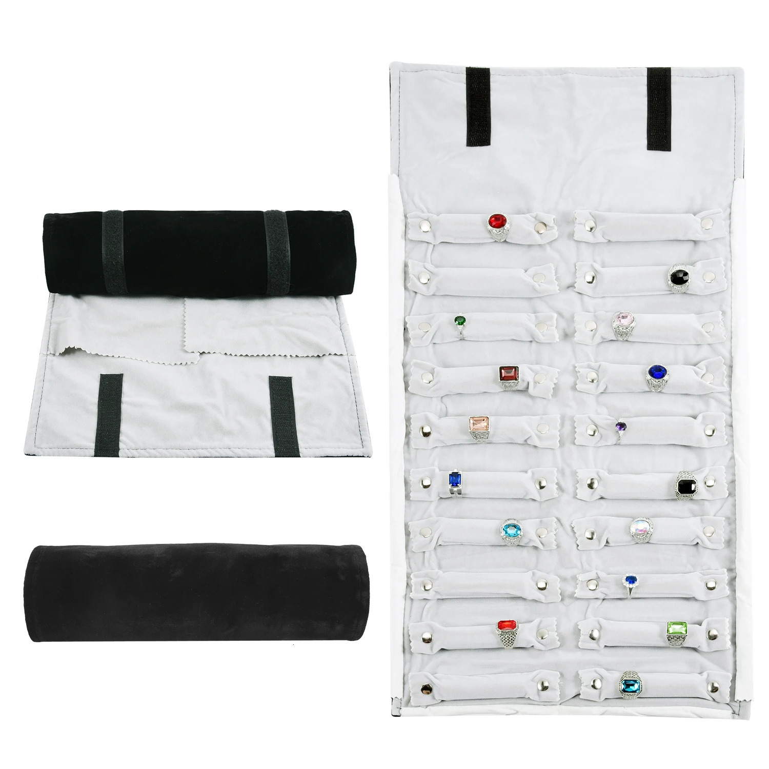 Travel Bracelet Jewelry Organizer Roll Up Bag Portable Velvet Ring Earrings Pendant Necklace Storage Bag Ornaments Foldable Case 240923