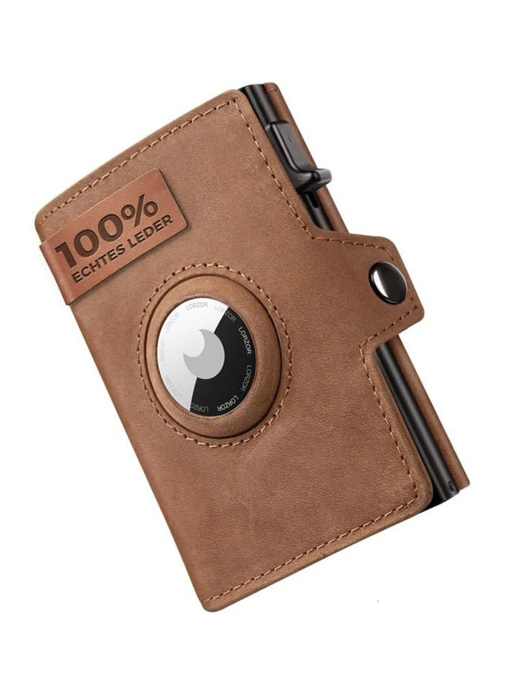Genuine Leather with Coin Pocket Airtag New RFID Blocker Wallet for Men 240924