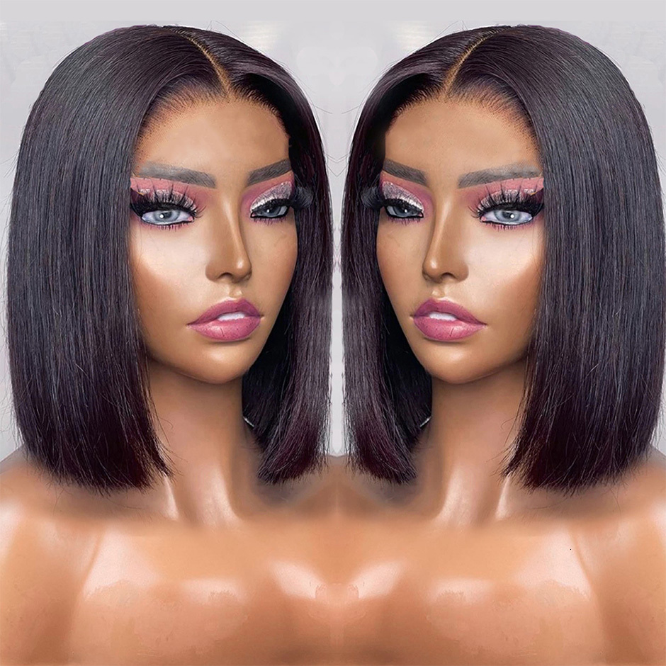 Wear And Bob For Women 180% Straight Glueless Ready To Go Human Hair Wigs Pre Cut Lace Air Wig Sale