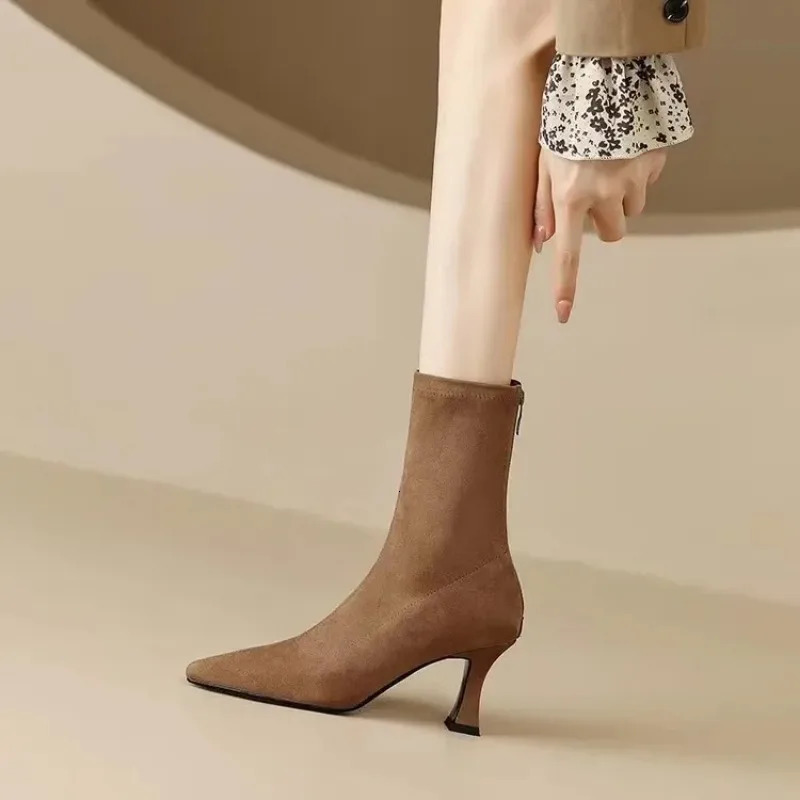 Women Stretch Ankle Boots Sexy Pointed Toe Short Botas Shoes Fashion Partys Stiletto High Heel Socks Botas De Mujer 2024 240927 - view 6