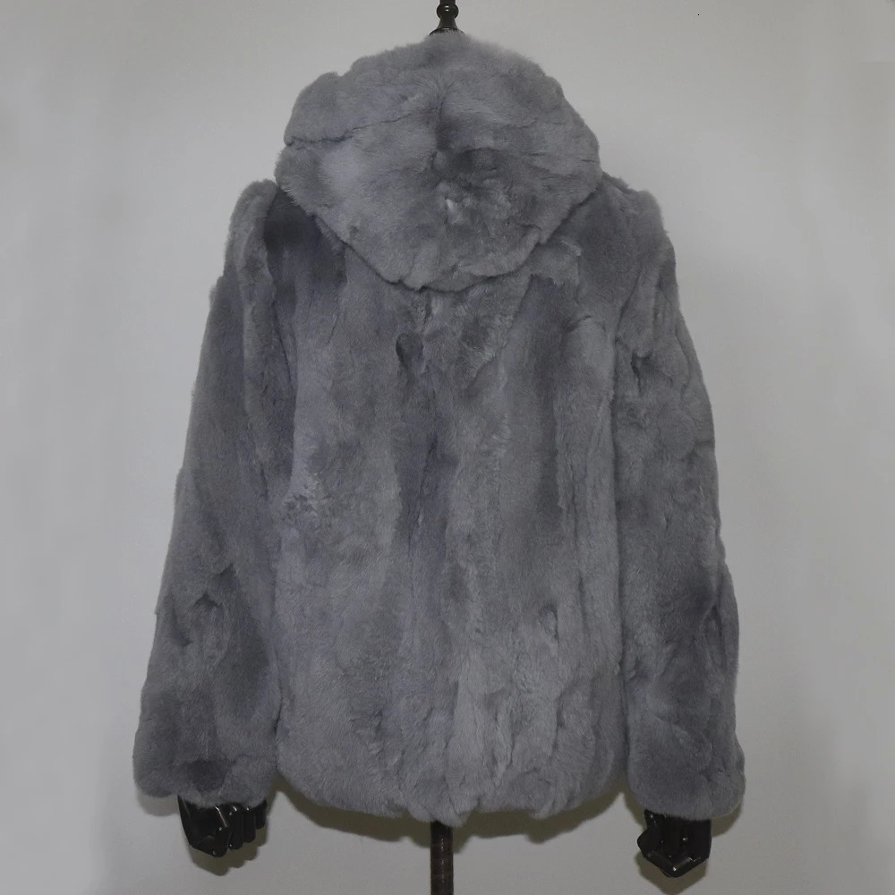 Genuine Rabbit Fur Coat Women Winter Fluffy Thick Natural Real Soft Warm 240929 B3