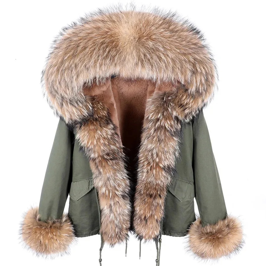 Fashion Winter Jacket Womens Genuine Fur Coat Natural Fox Collar Loose Long Park Detachable 240929