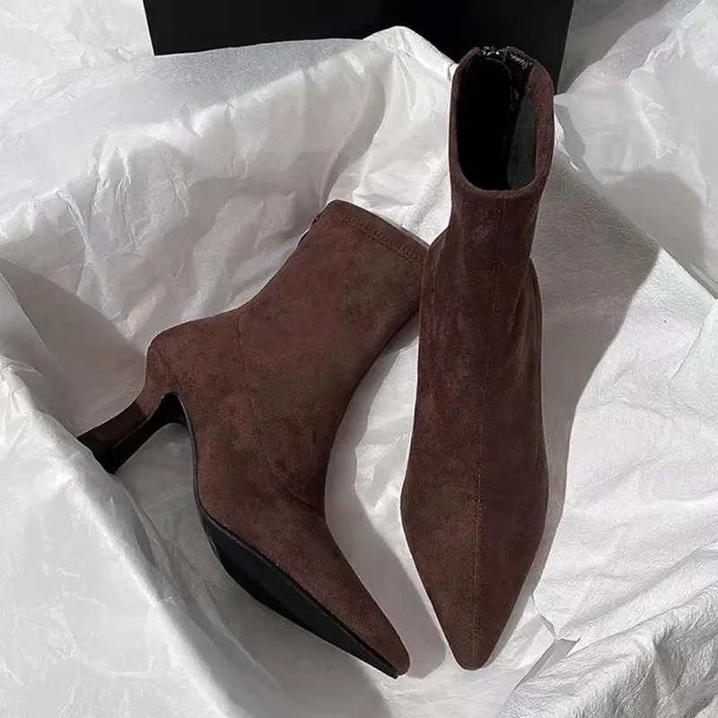 Women Stretch Ankle Boots Sexy Pointed Toe Short Botas Shoes Fashion Partys Stiletto High Heel Socks Botas De Mujer 2024 240927 - view 3