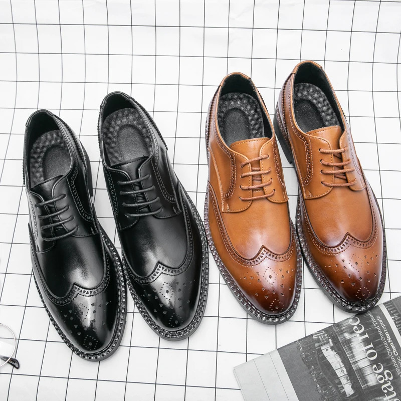 Size 7-13 Brogue Dress Shoes for Men Wedding Leather Social Shoes for Men 240930