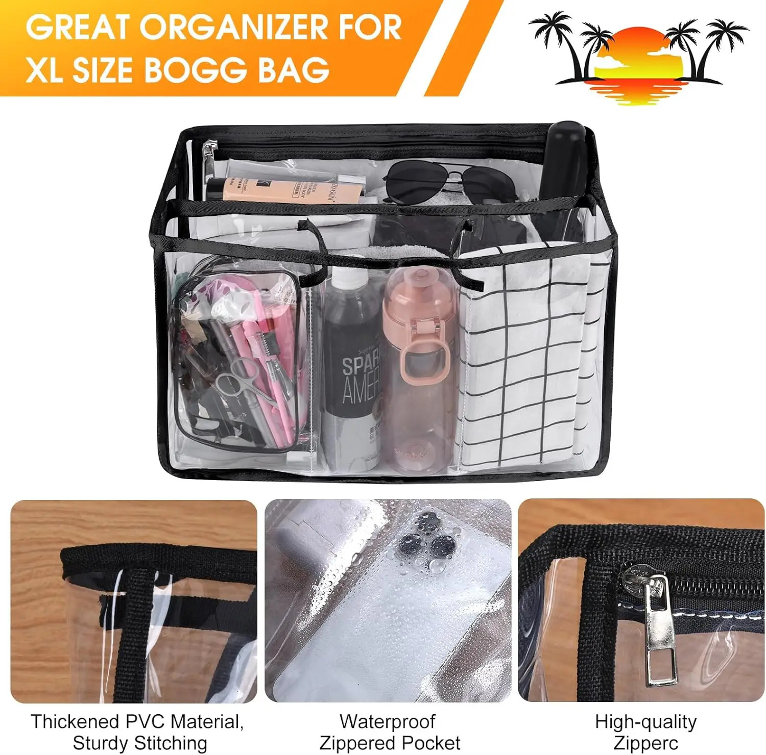 Beach Bag Organizer for Original Bogg Bag Accessories InsertsClear Divider for Bogg Bag InsertOrganize Divide Space of Tote 240929