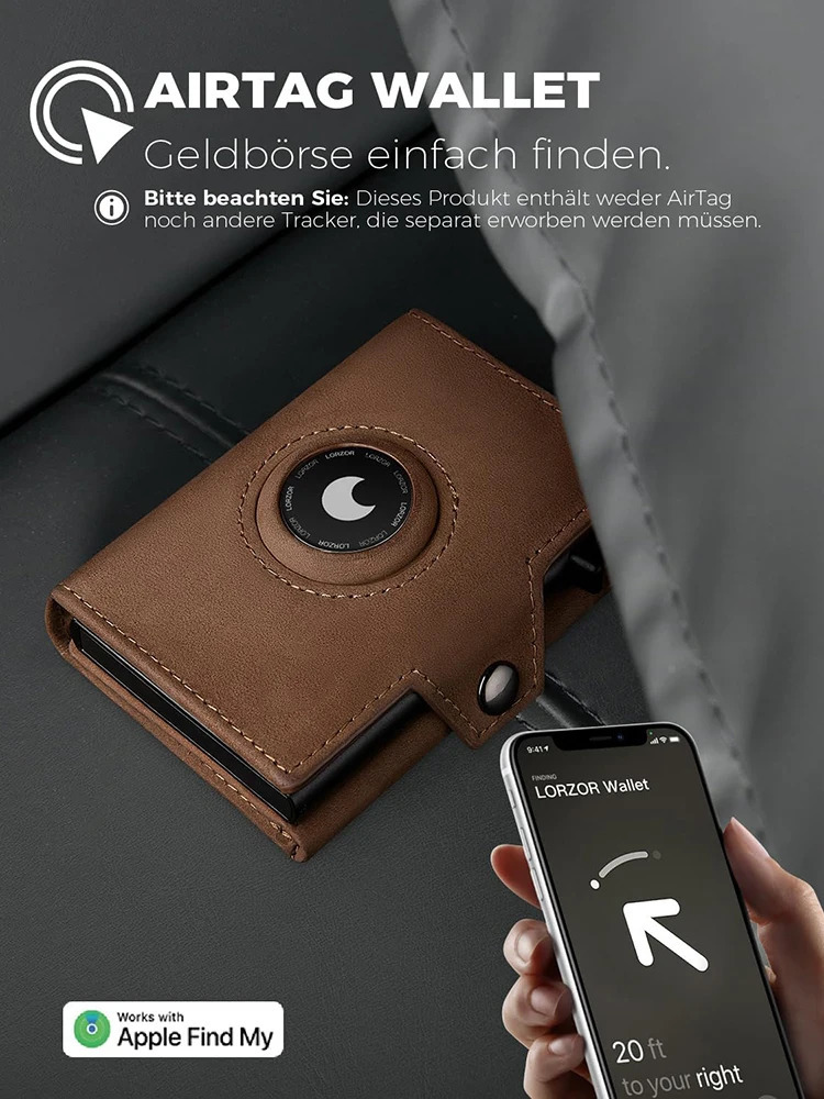 Genuine Leather with Coin Pocket Airtag New RFID Blocker Wallet for Men 240924