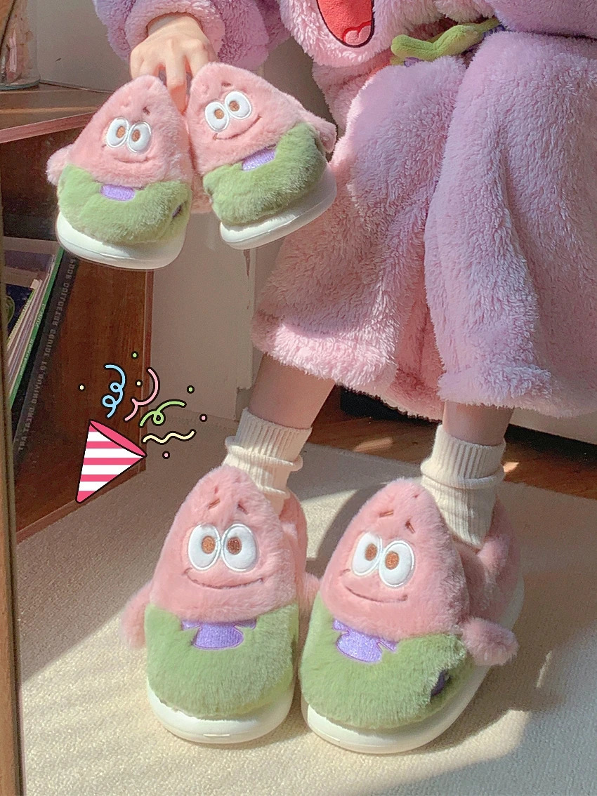 Parents children family slippers womens bedroom anti slip soft soled baby shoes cute winter plush cotton slippers mens couple slippers240921bj