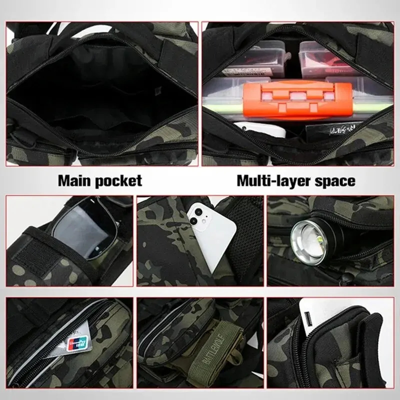 Fishing Tackle Backpack Lure Box Gear Storage Bag Fanny Pack for Men Fly with Rod Holder Sling Shoulder 240924