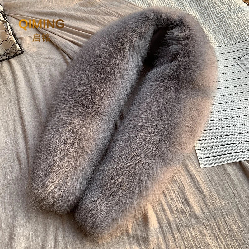 Winter real fox fur collar womens black natural fur scarf shawl womens collar wrapped neck warm fur scarf scarf mens 240929