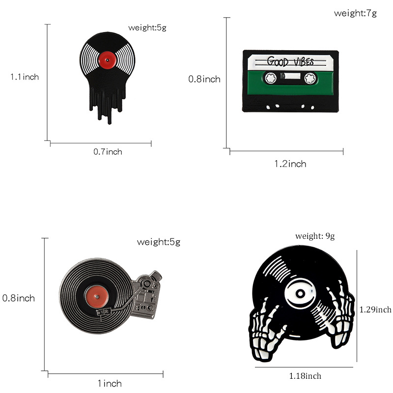 Creative Pins Badge Enamel Metal Disk Radio Laple Pins Brooch for Men Women Phonograph Pin Brooches Collar Pin Jewelry for Hat Clothes Hangbag Accesso