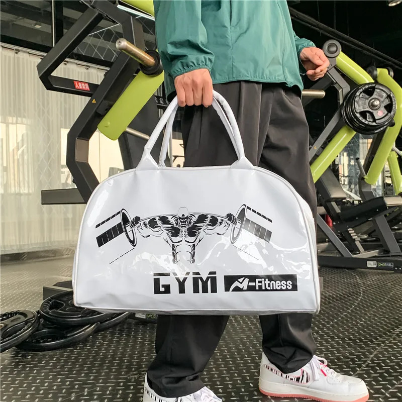 Large Capacity Travel Bags Bright Surface Travel Tote Fashion Printed Mens and Womens Travel Duffel PVC Waterproof Fitness Bag 240924