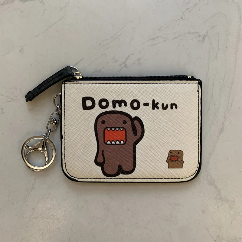 Domo Kun ID Card Holder Case Leather Cute Coin Purse Waller Men Women Bag Keychain Storage 240925
