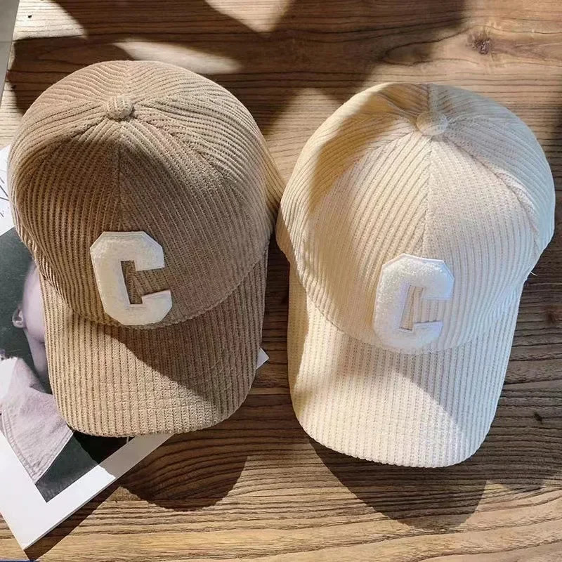 Corduroy Letter C Baseball Cap, Men's Autumn Winter Solid Ponytail Hat, Adjustable Neutral Hip Hop Dad Trucker Hat
