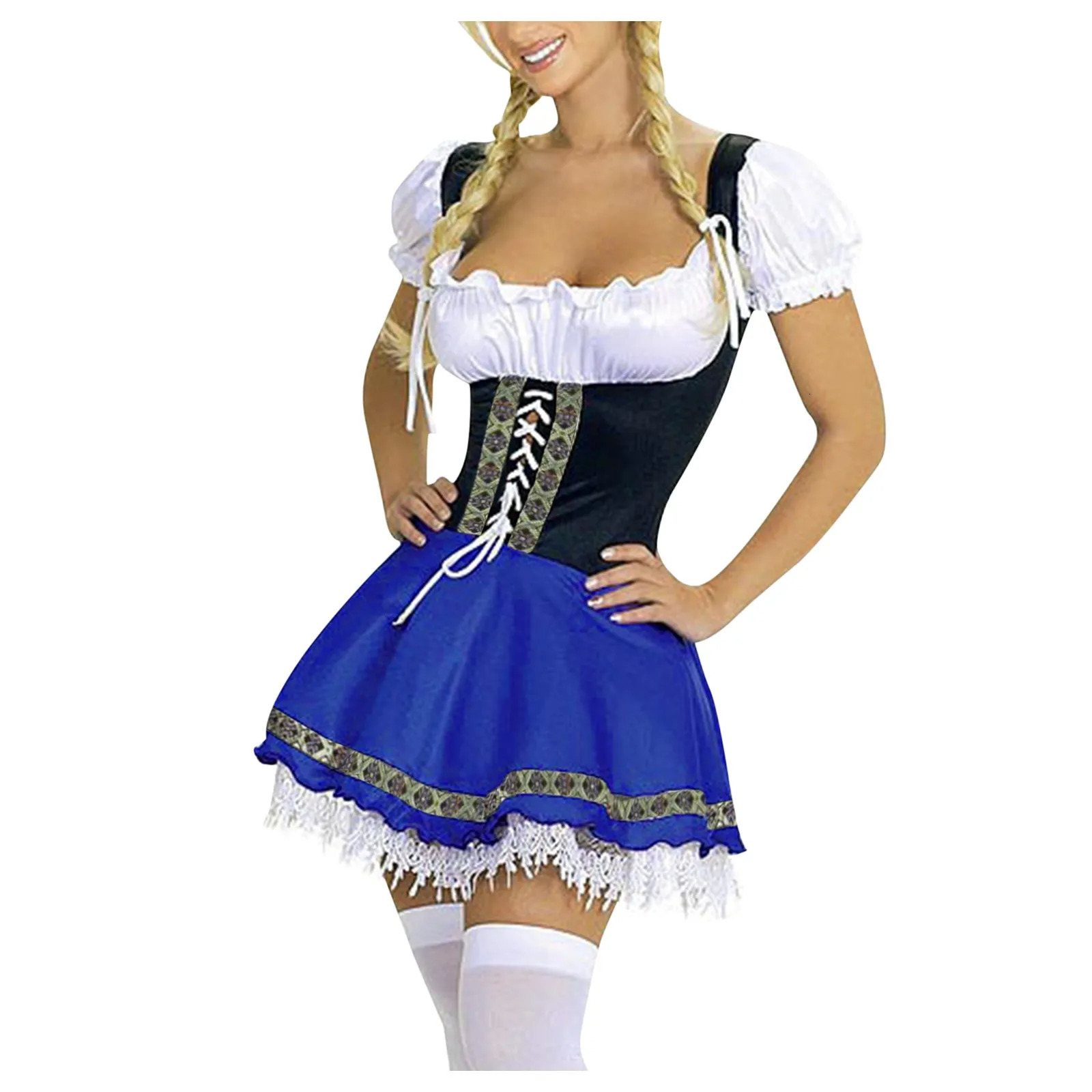 Blue Sexy Womens Beer Festival Dress Womens Bavarian German Female Waiter Provides Tight Womens Clothing S-3XL Beer Girl Dress 240929