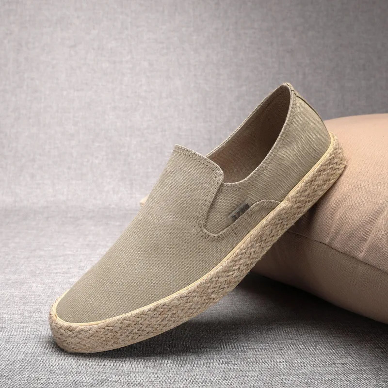 Soft Espadrilles mens linen shoes slip shoes fashionable mens shoes casual mens breathable canvas spring rubber sports shoes 240930